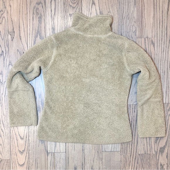 Athleta Women’s Camel Sherpa 1/4 Zip Pullover Fuzzy Warm Sweater Size Medium - Picture 14 of 15
